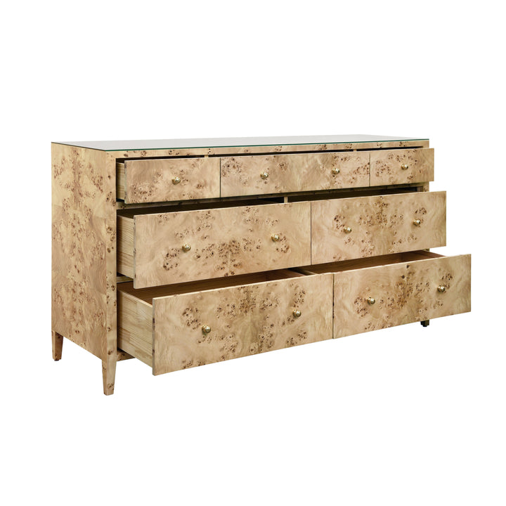 Seven Drawer Chest In Burl Wood - CARNEGIE BW