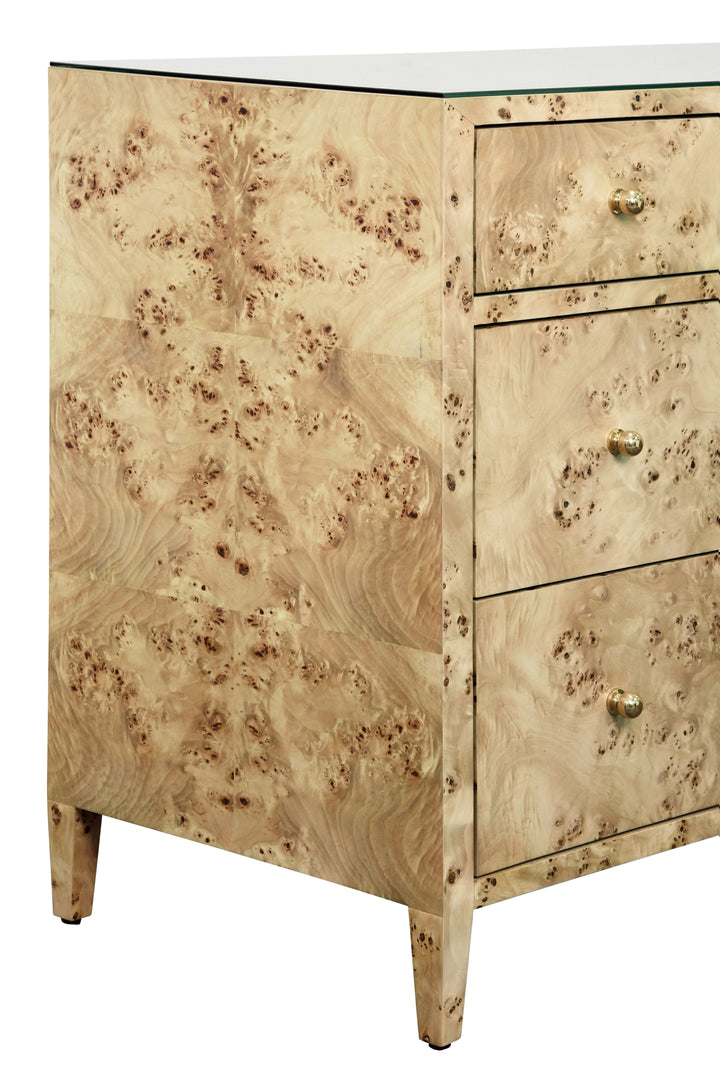 Seven Drawer Chest In Burl Wood - CARNEGIE BW