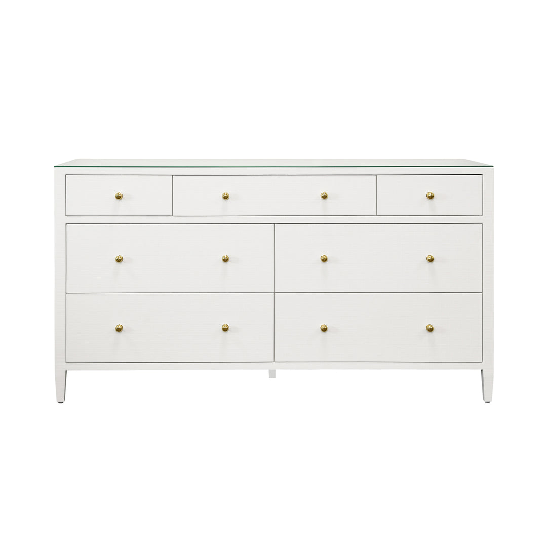 Seven Drawer Chest In Textured White Linen - CARNEGIE WH