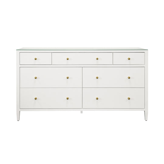 Seven Drawer Chest In Textured White Linen - CARNEGIE WH