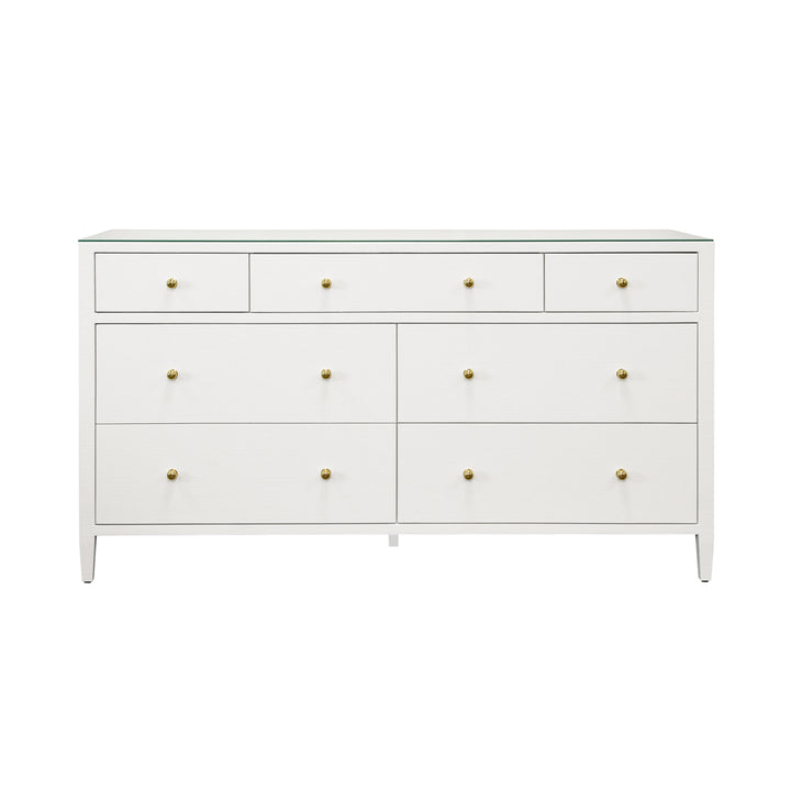 Seven Drawer Chest In Textured White Linen - CARNEGIE WH
