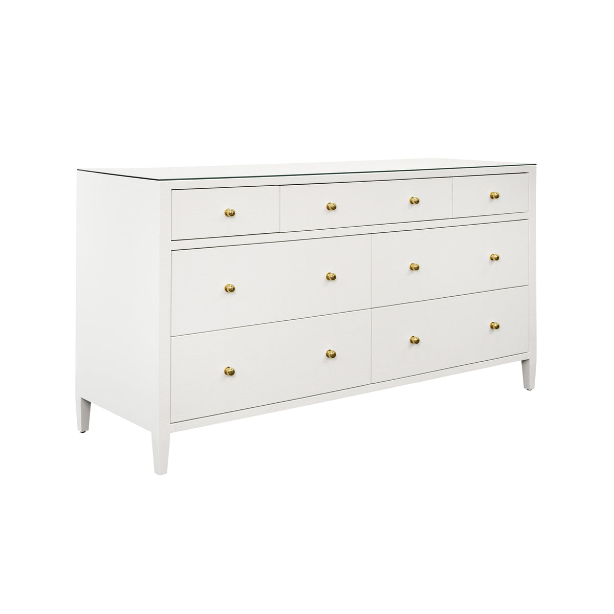 Seven Drawer Chest In Textured White Linen - CARNEGIE WH