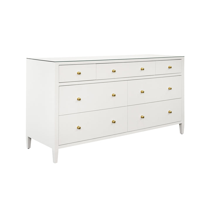 Seven Drawer Chest In Textured White Linen - CARNEGIE WH