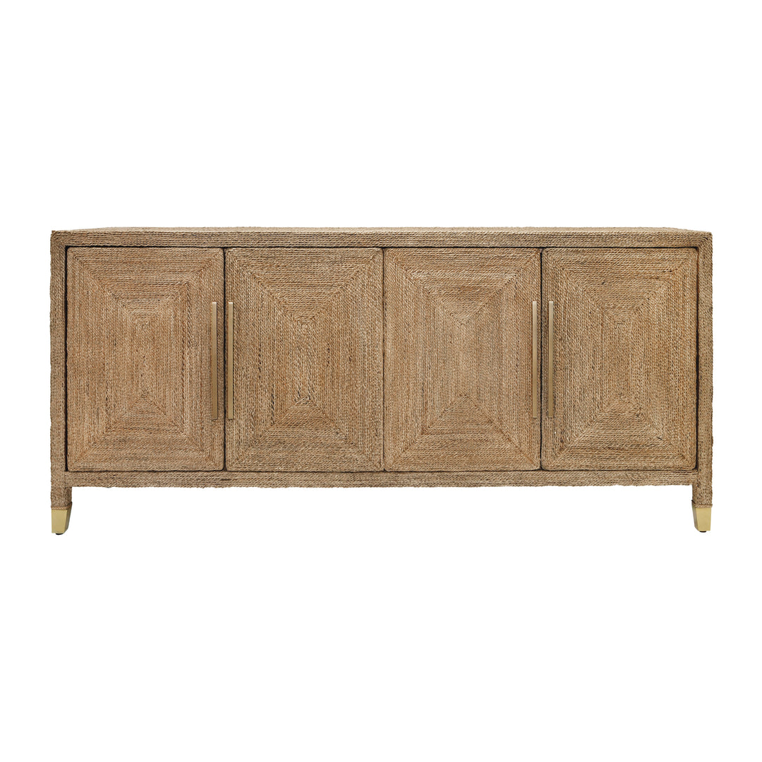 Four Door Buffet With Satin Brass Hardware And Foot Caps In Wrapped Rope - CASEY