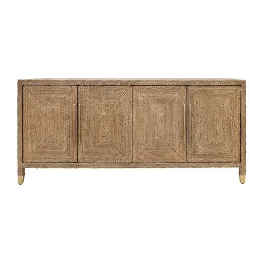 Four Door Buffet With Satin Brass Hardware And Foot Caps In Wrapped Rope - CASEY