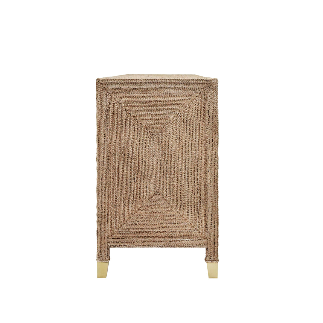 Four Door Buffet With Satin Brass Hardware And Foot Caps In Wrapped Rope - CASEY