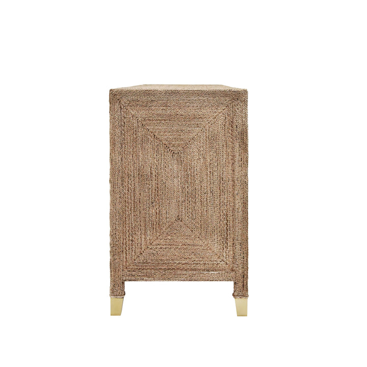 Four Door Buffet With Satin Brass Hardware And Foot Caps In Wrapped Rope - CASEY