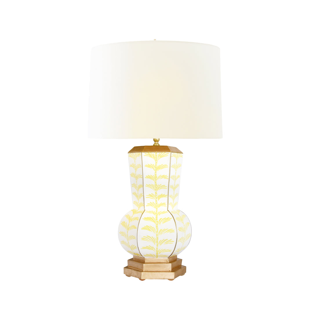 Handpainted Gourd Shape Tole Table Lamp In Yellow Trail Pattern - CATALINA TRAIL YL