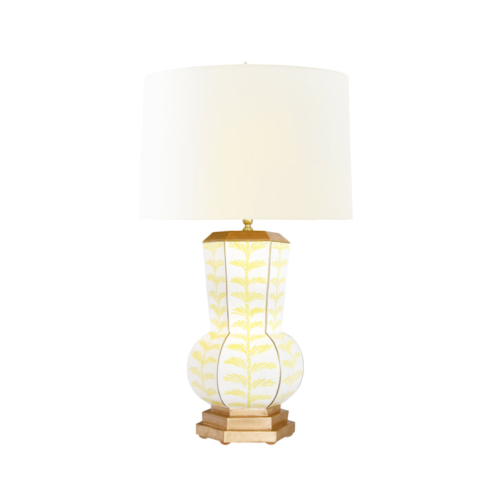 Handpainted Gourd Shape Tole Table Lamp In Yellow Trail Pattern - CATALINA TRAIL YL