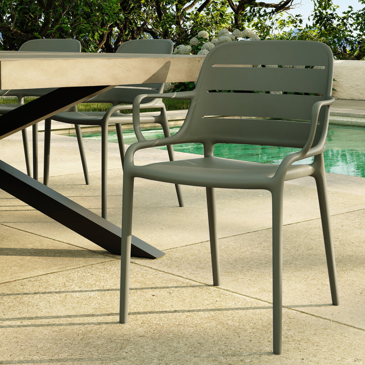 Jasper Stacking Arm Chair (Set of 4) - Army Green lifestyle