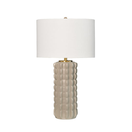 Scalloped Ceramic Table Lamp In Beige Glaze - CECE BG