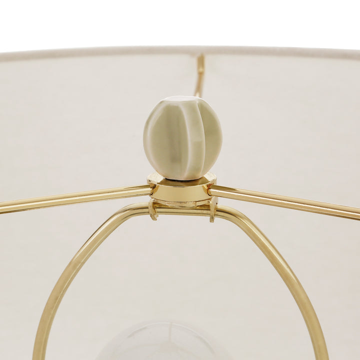 Scalloped Ceramic Table Lamp In Beige Glaze - CECE BG