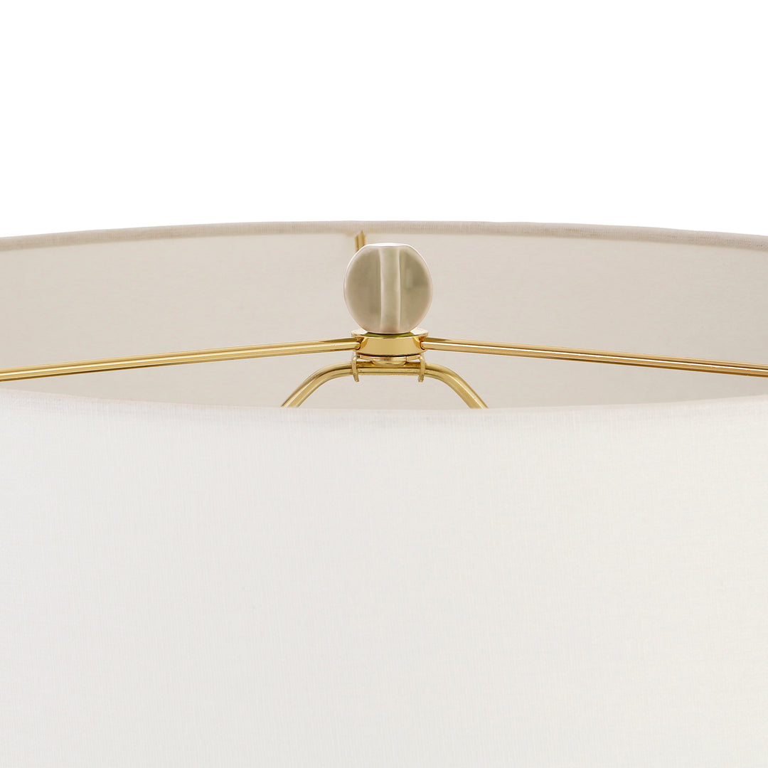 Scalloped Ceramic Table Lamp In Beige Glaze - CECE BG