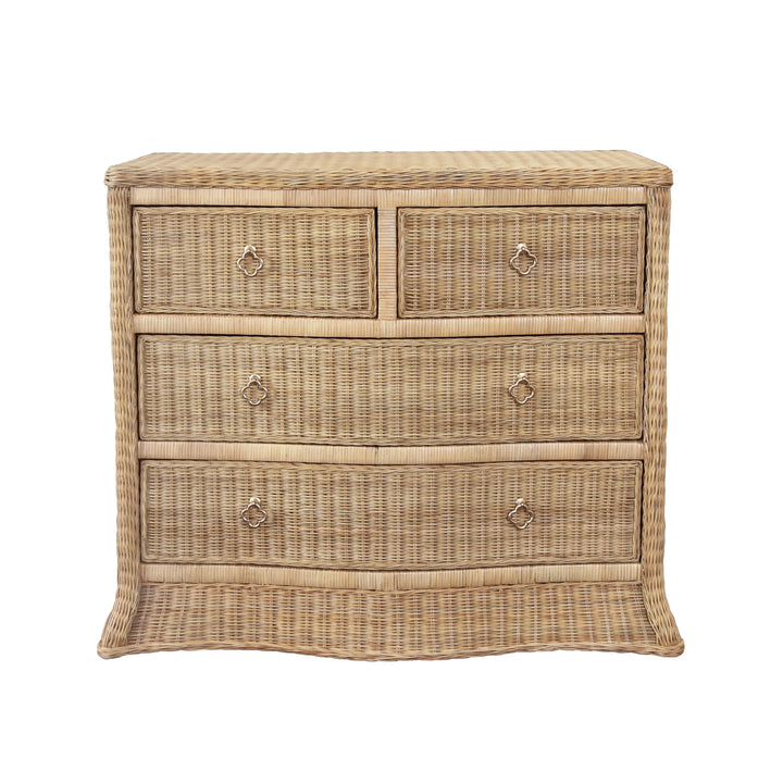 Four Drawer Chest In Woven Rattan With Satin Brass Pulls - CELINE