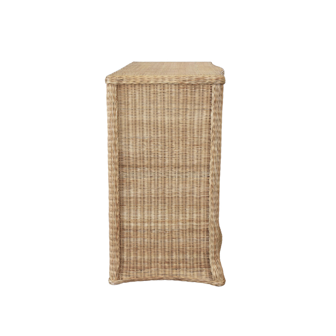 Four Drawer Chest In Woven Rattan With Satin Brass Pulls - CELINE
