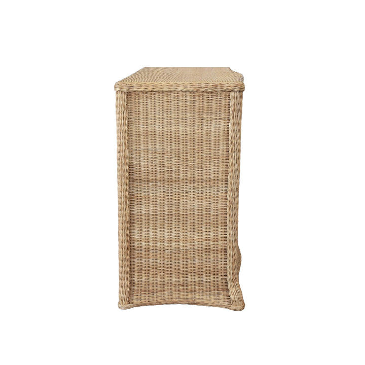 Four Drawer Chest In Woven Rattan With Satin Brass Pulls - CELINE