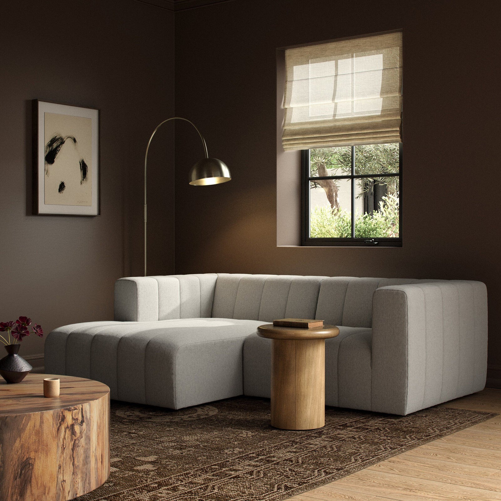 Four Hands - Langham Channeled 2PC Sectional LAF Chaise - CGRY-001-320-S4 | American Home Furniture