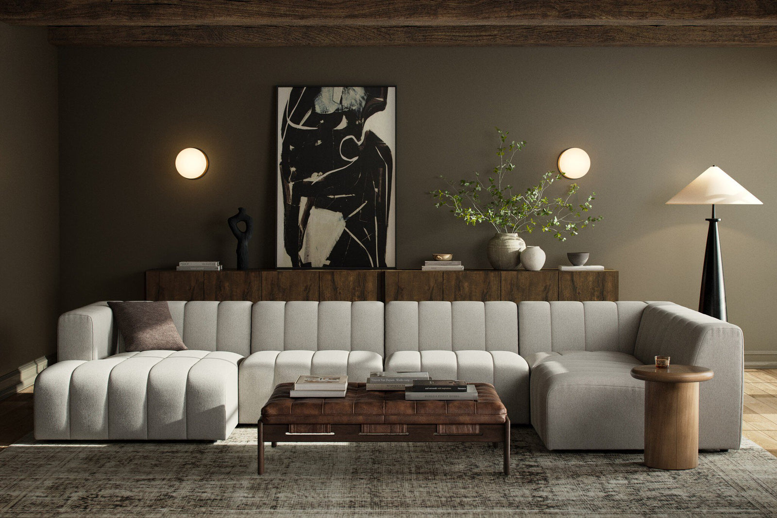 Four Hands - Langham Channeled 5PC LAF Chaise Sectional - CGRY-001-320-S9 | American Home Furniture