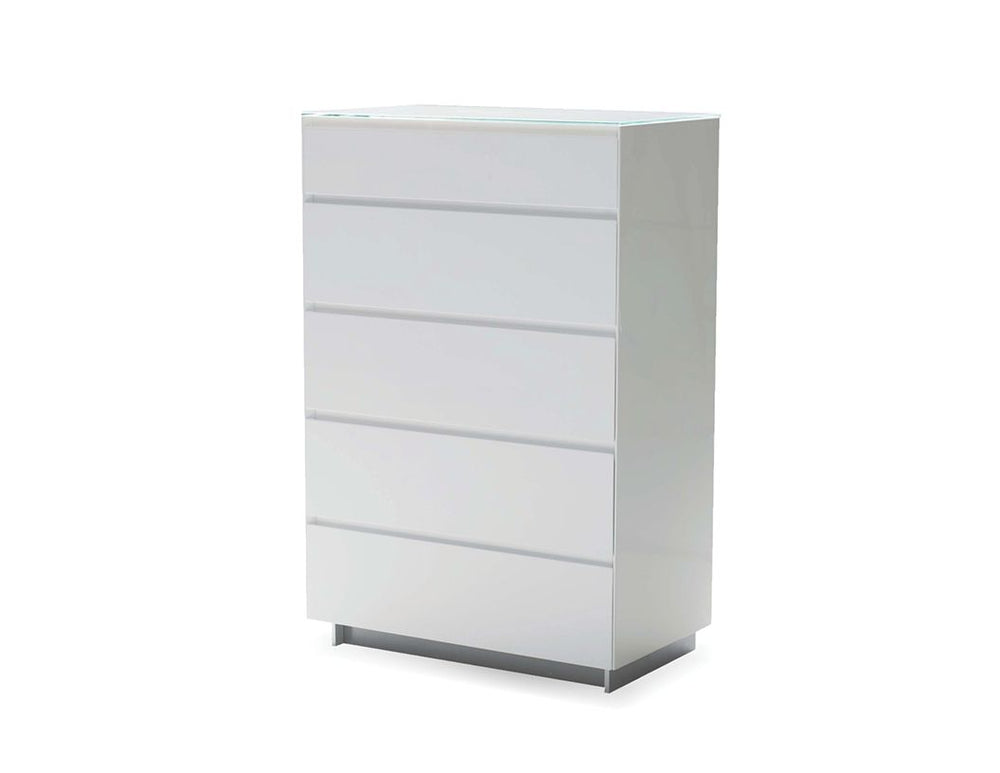 White High Gloss / Glass Top / Soft Closing Drawers