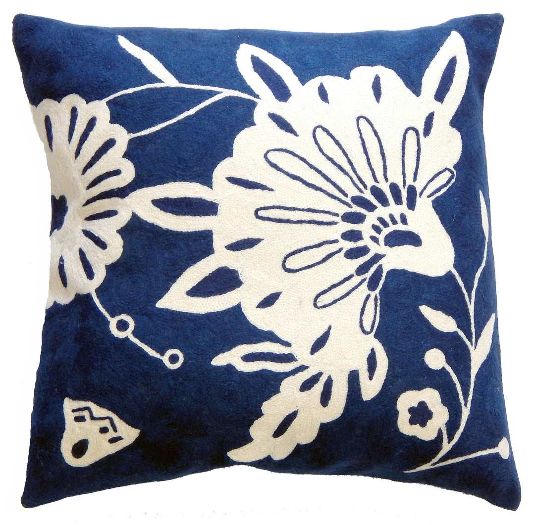 Floral Crewel Cotton Square Cushion - AmericanHomeFurniture
