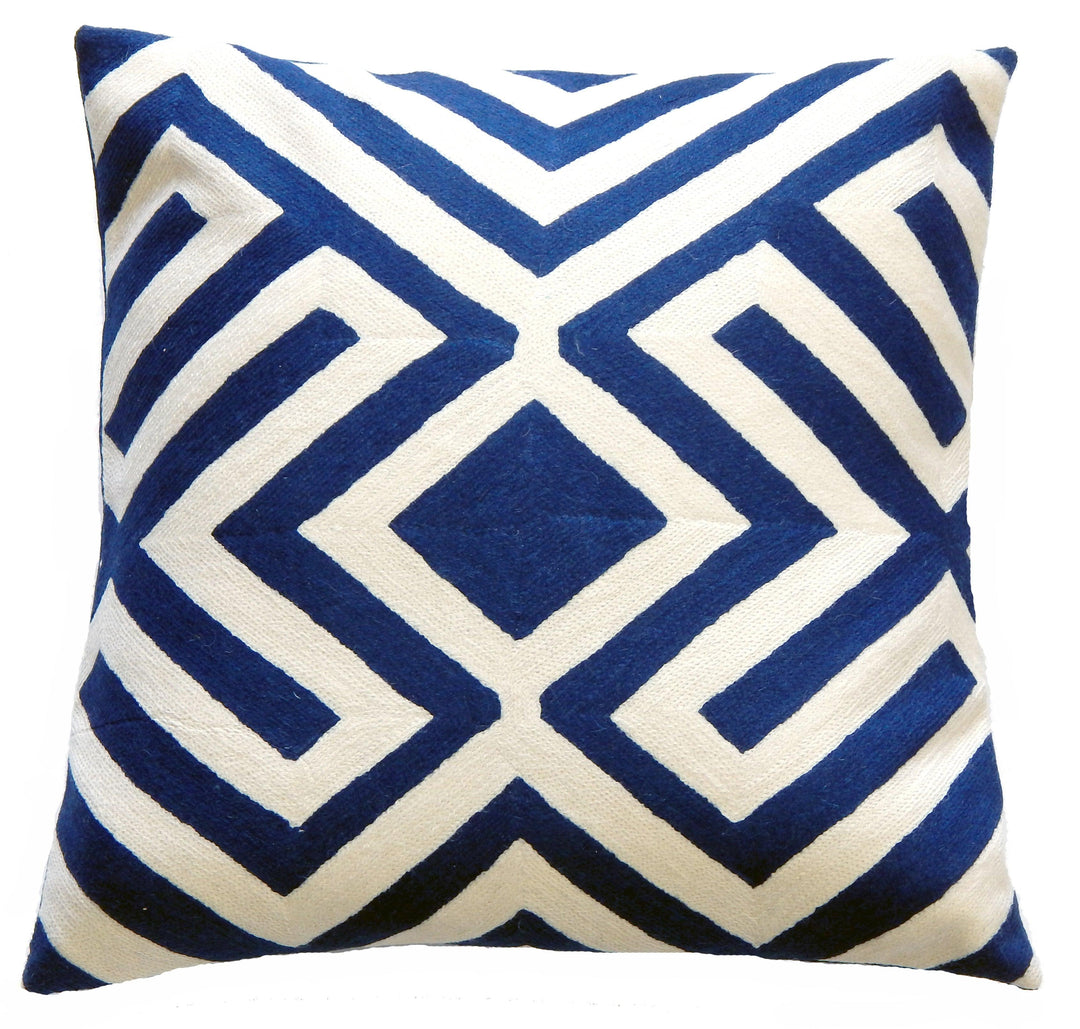 Geometric Crewel Cotton Square Cushion - AmericanHomeFurniture