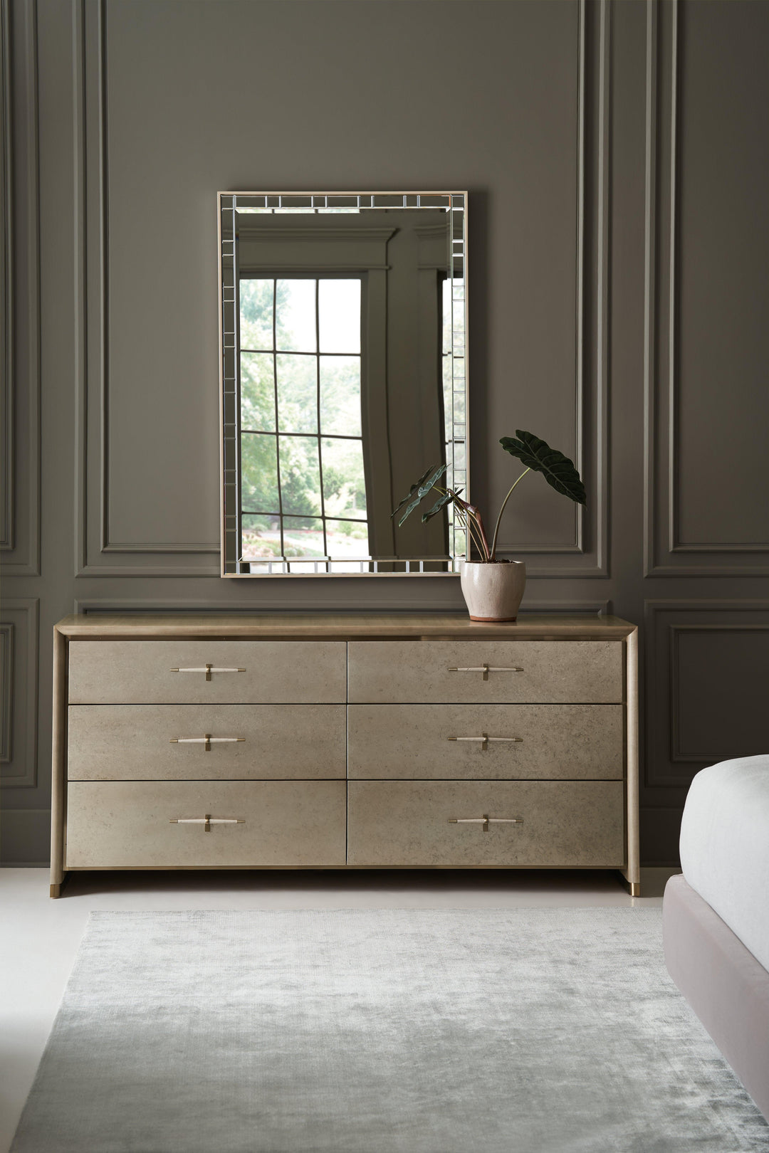 caracole classic dresser Caracole Hang Up Dresser 6-Drawer Dry Martini and Winter Frost Bedroom Furniture