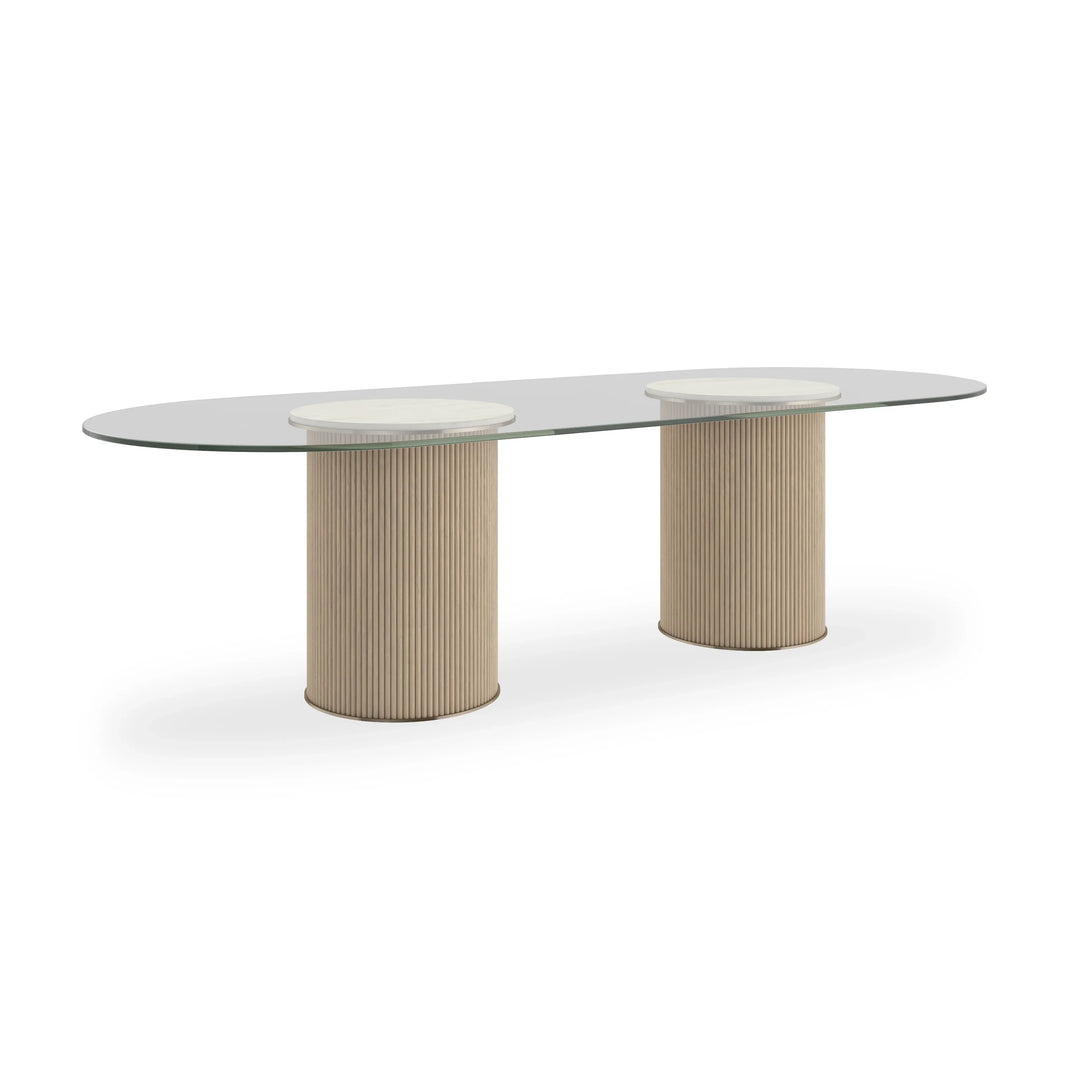 Rhythm Oval Glass Top Dining Table - AmericanHomeFurniture