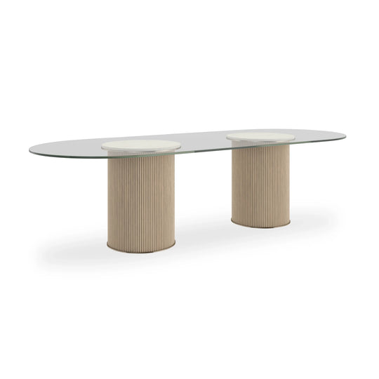 Caracole - Rhythm Oval Glass Top Dining Table - CLA-425V-208 | American Home Furniture