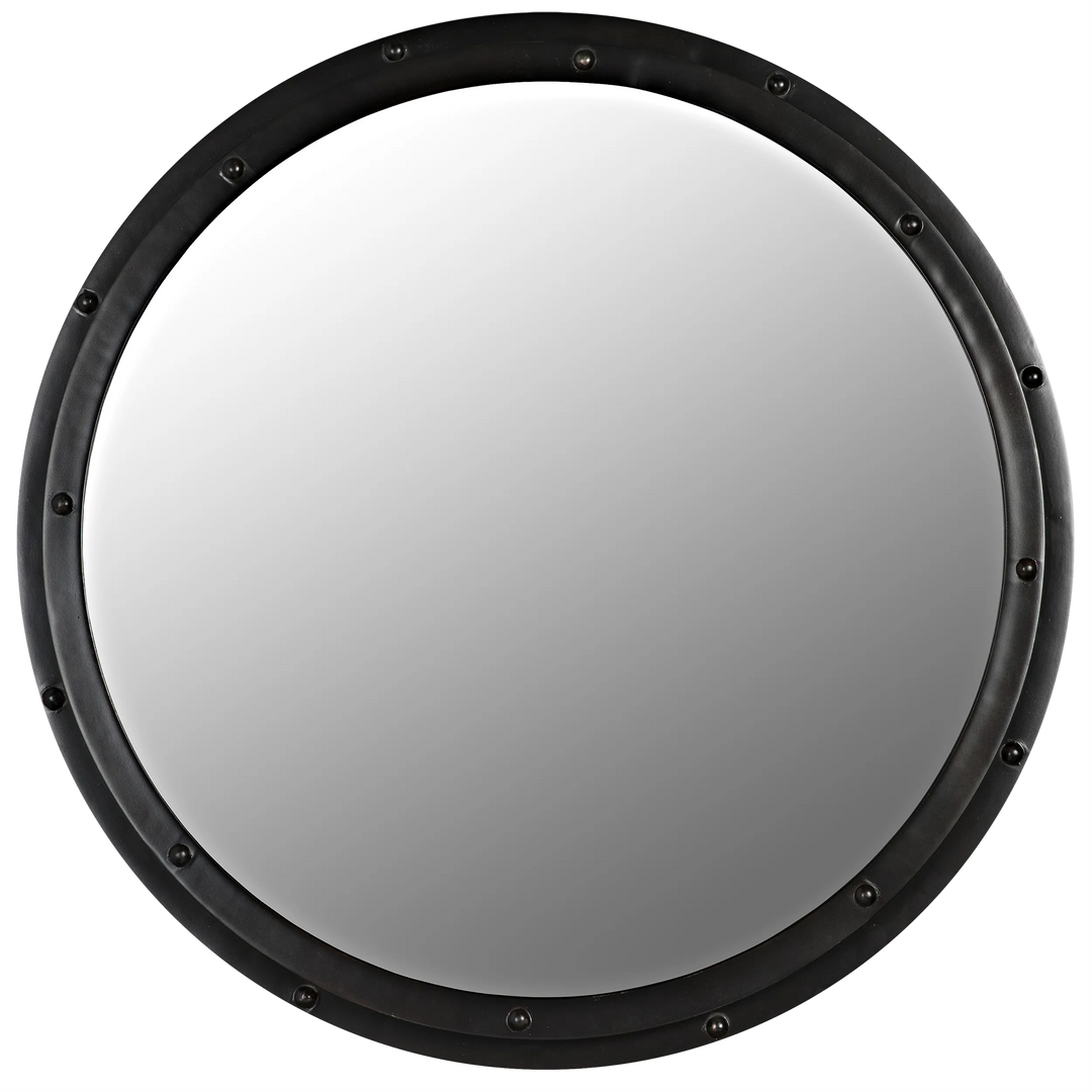 American Home Furniture | Noir - Round Mirror, Black Steel