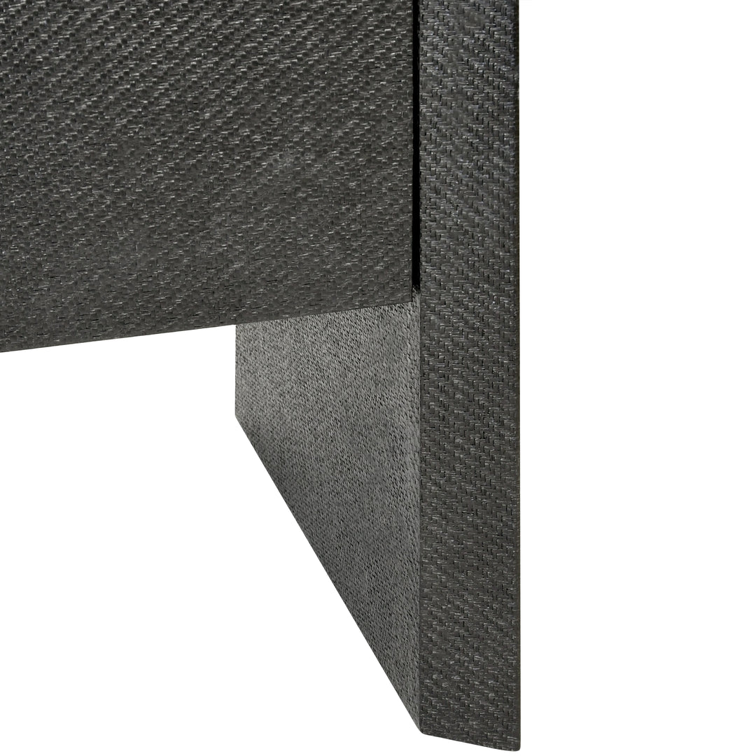 Four Door Buffet In Black Painted Grasscloth With Black Oak Handles - COLT BLK