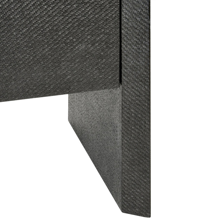 Four Door Buffet In Black Painted Grasscloth With Black Oak Handles - COLT BLK