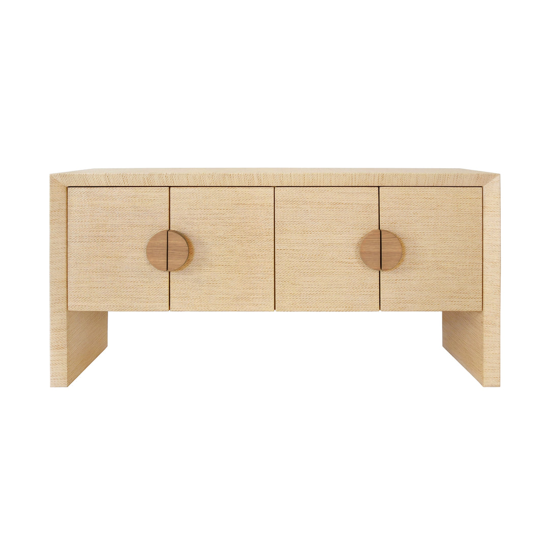 Four Door Buffet In Natural Grasscloth With Cerused Oak Handles - COLT NAT