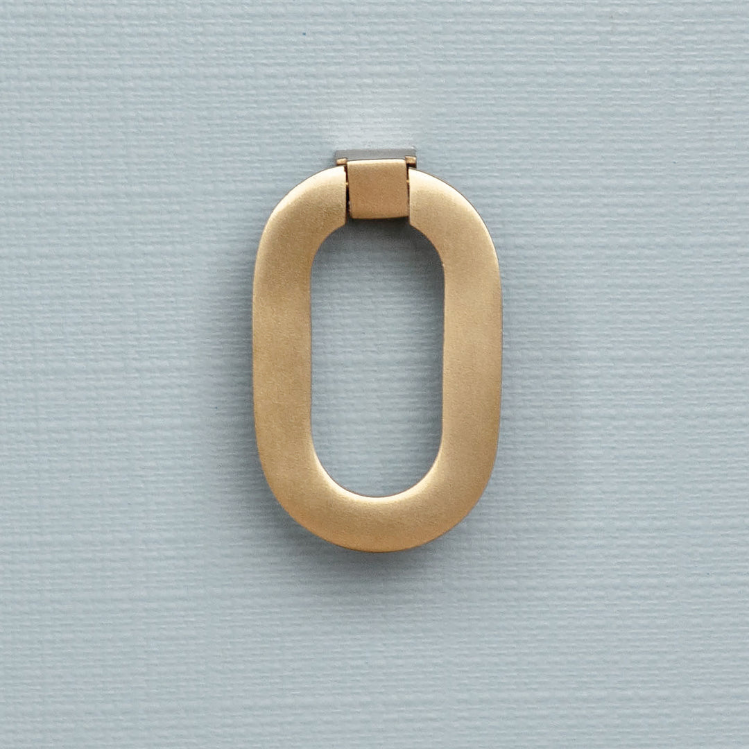 Curved Front Chest With Three Drawers In White Light Blue Textured Linen With Satin Brass Ring Hardware - CORA LB