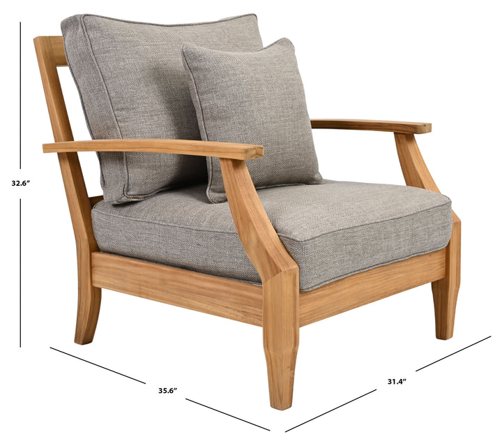 30.5"W x 35"D x 32.1"H / Natural Teak/Taupe