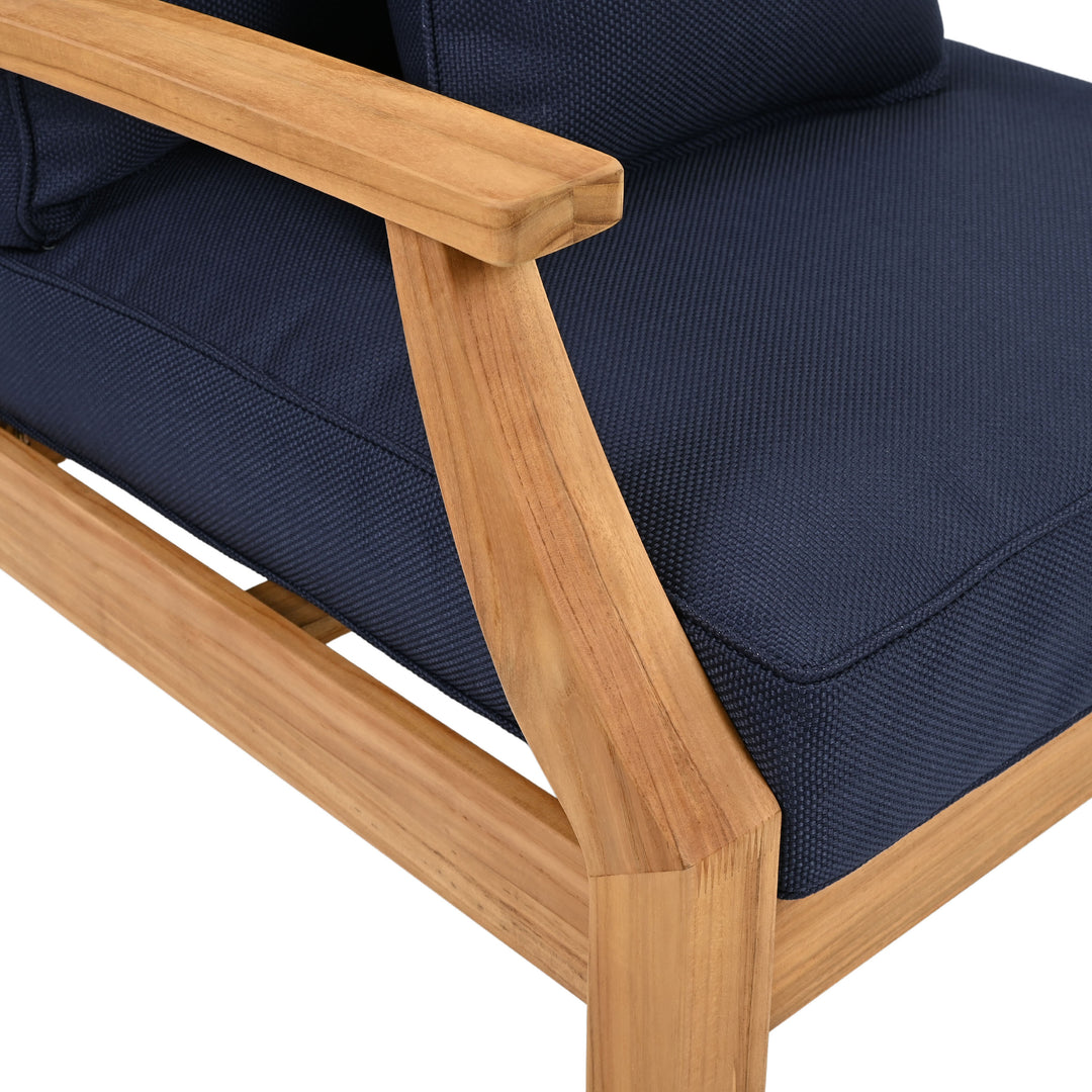 30.5"W x 35"D x 32.1"H / Natural Teak/Navy