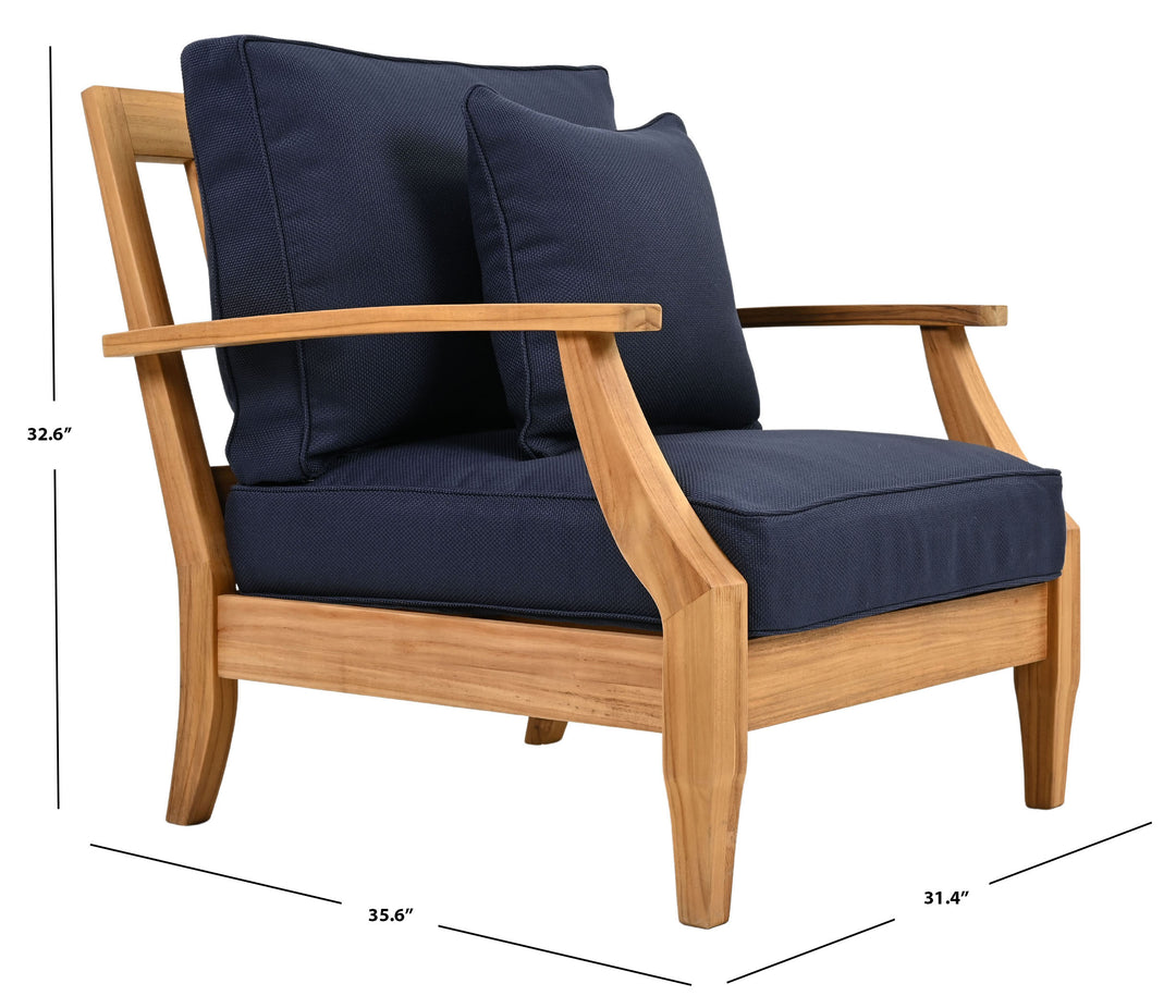 30.5"W x 35"D x 32.1"H / Natural Teak/Navy