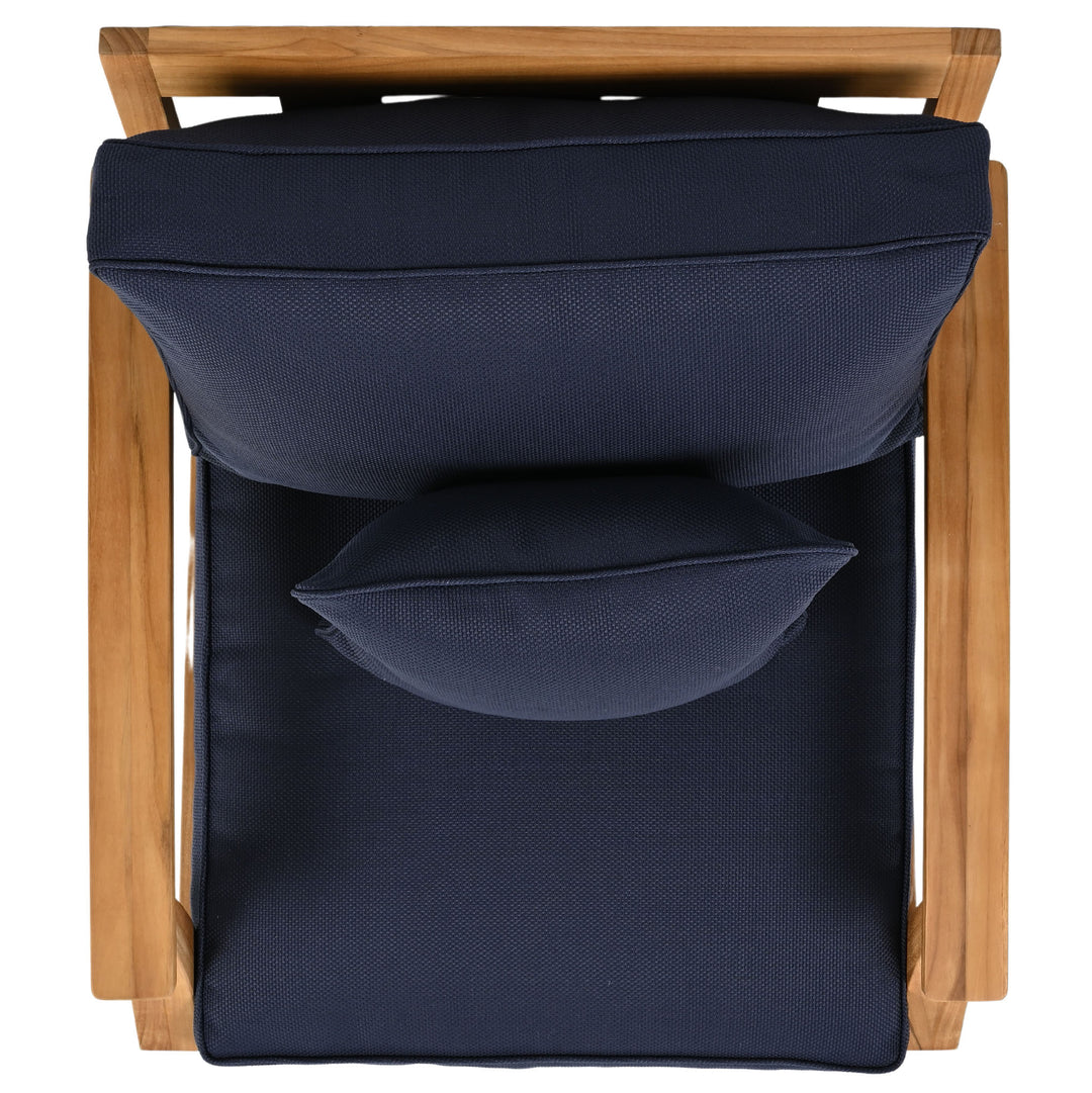 30.5"W x 35"D x 32.1"H / Natural Teak/Navy