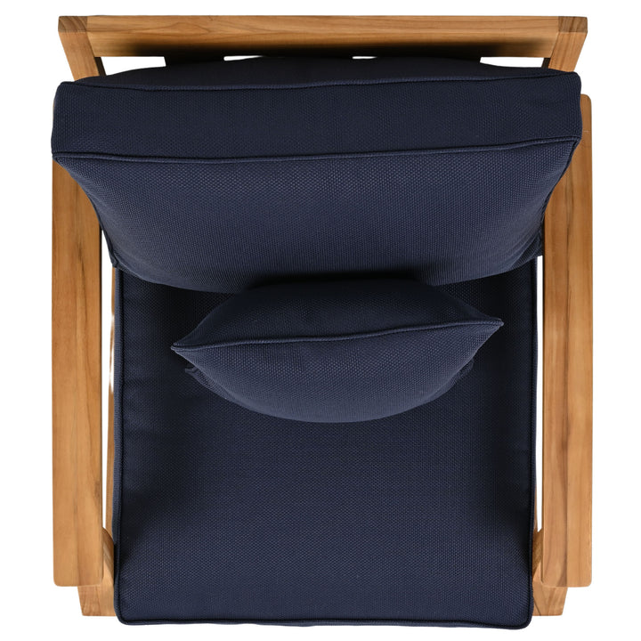 30.5"W x 35"D x 32.1"H / Natural Teak/Navy