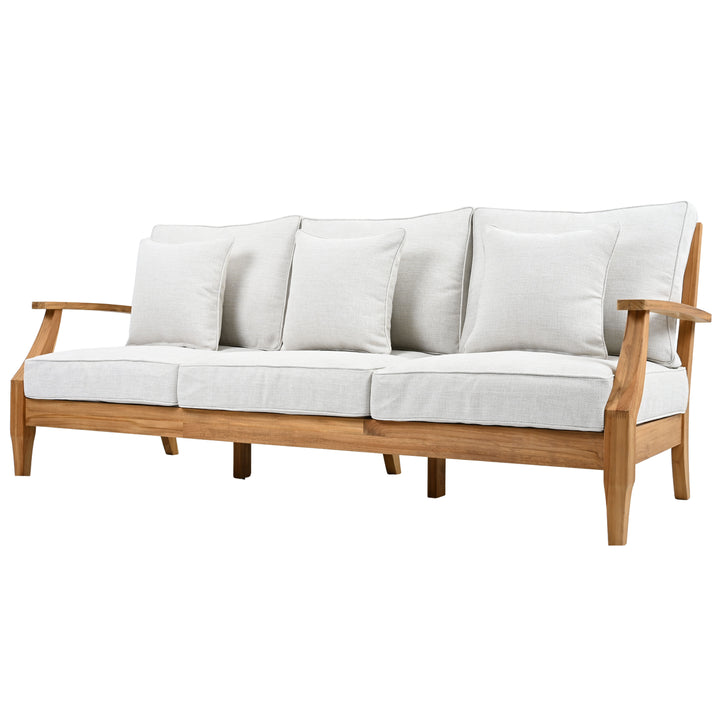 81.5"W x 35"D x 32.1"H / White/Natural Teak