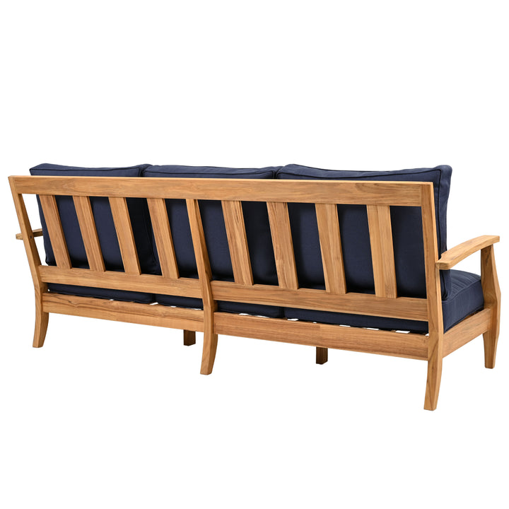 81.5"W x 35"D x 32.1"H / Natural Teak/Navy