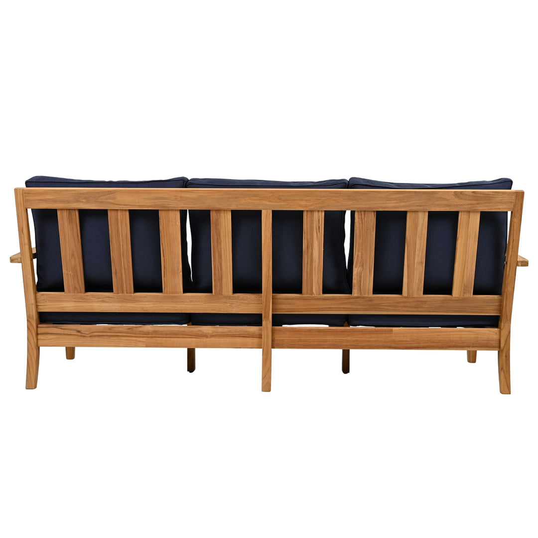 81.5"W x 35"D x 32.1"H / Natural Teak/Navy