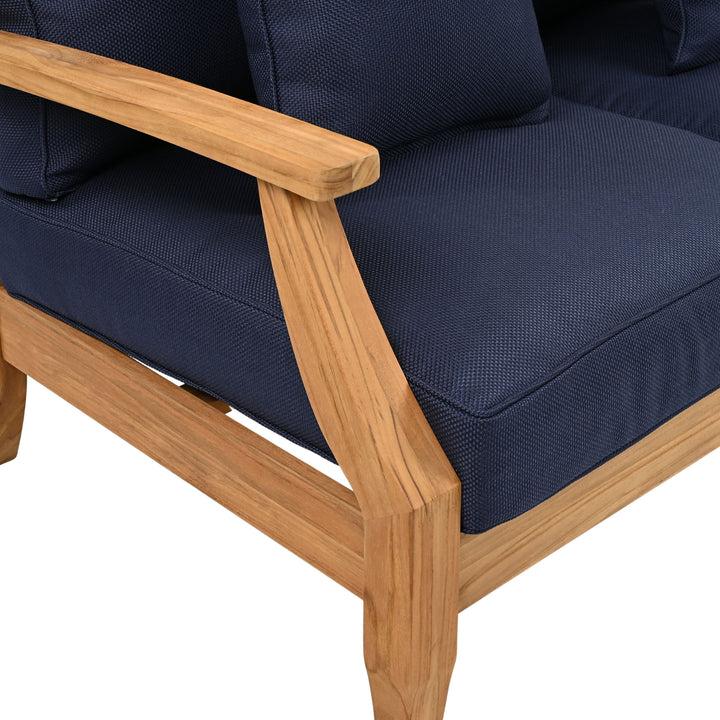 81.5"W x 35"D x 32.1"H / Natural Teak/Navy