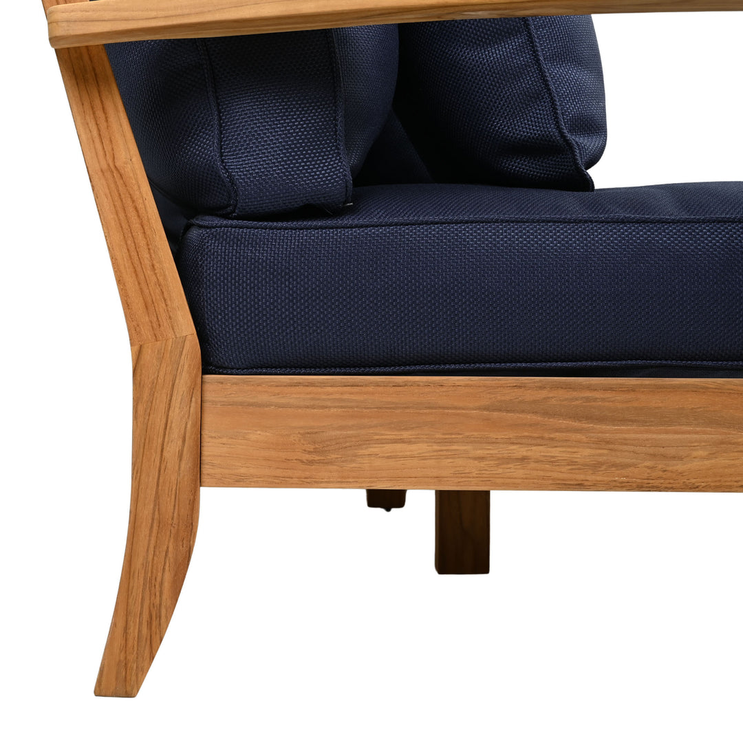81.5"W x 35"D x 32.1"H / Natural Teak/Navy