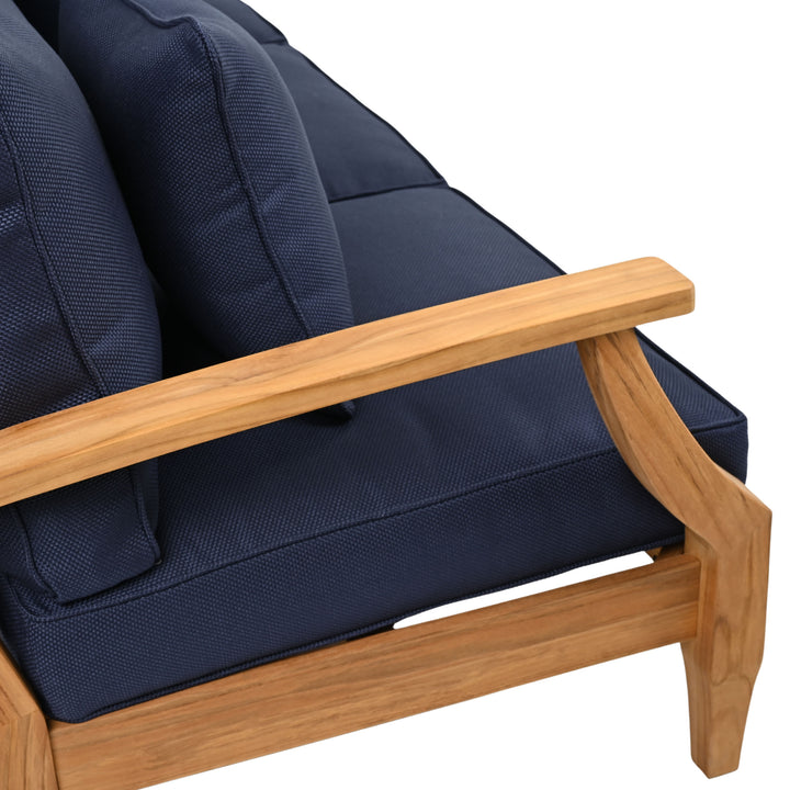 81.5"W x 35"D x 32.1"H / Natural Teak/Navy