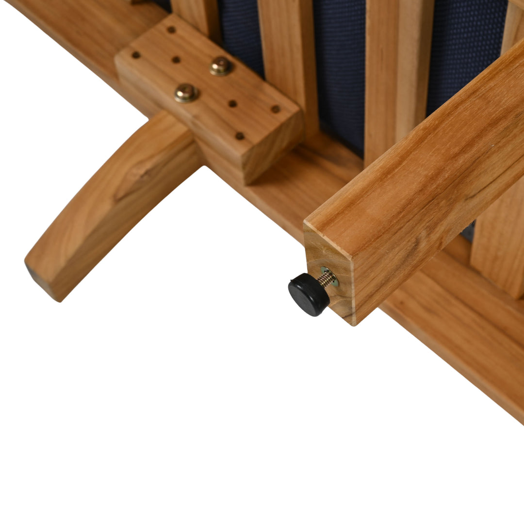 81.5"W x 35"D x 32.1"H / Natural Teak/Navy