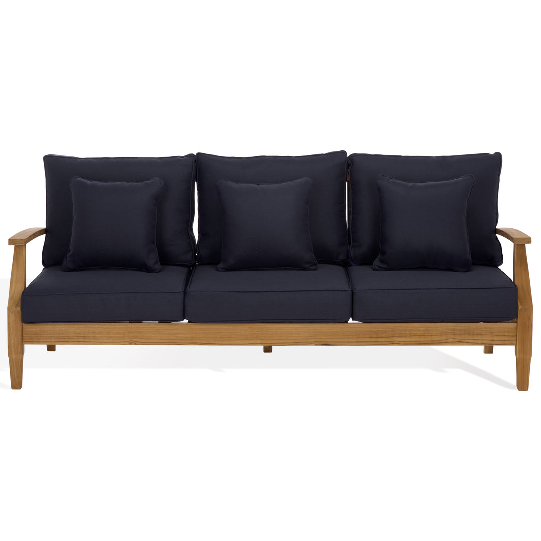 81.5"W x 35"D x 32.1"H / Natural Teak/Navy