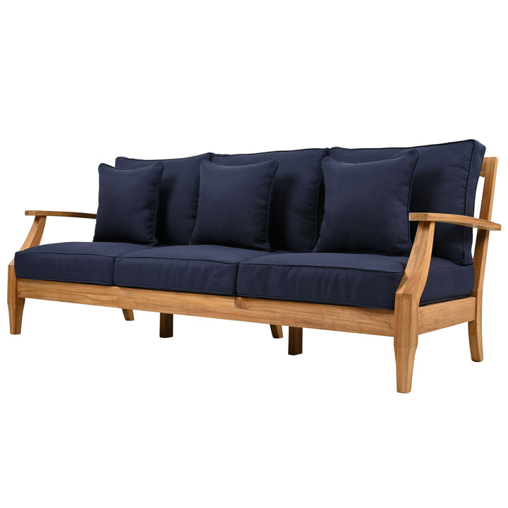 81.5"W x 35"D x 32.1"H / Natural Teak/Navy