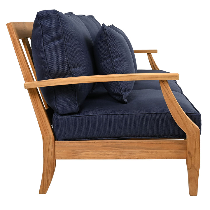 81.5"W x 35"D x 32.1"H / Natural Teak/Navy