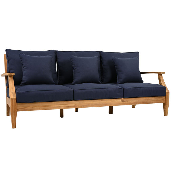 81.5"W x 35"D x 32.1"H / Natural Teak/Navy