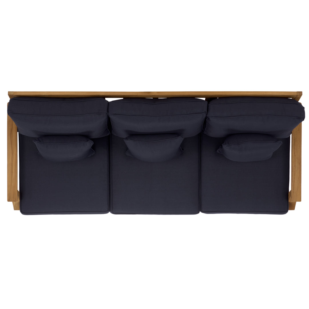 81.5"W x 35"D x 32.1"H / Natural Teak/Navy